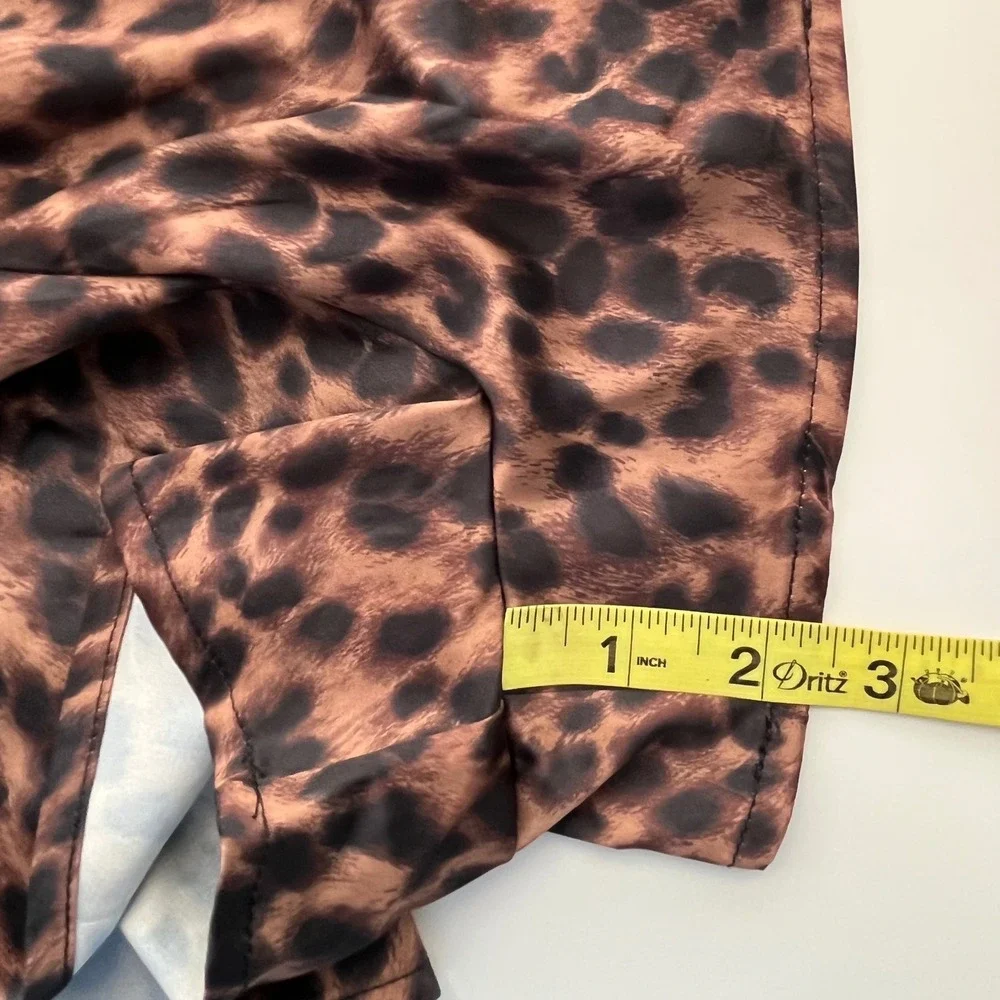 NEW Shapellx Leopard Lace Satin Sleep Shorts‎ Womens Small Brown Black